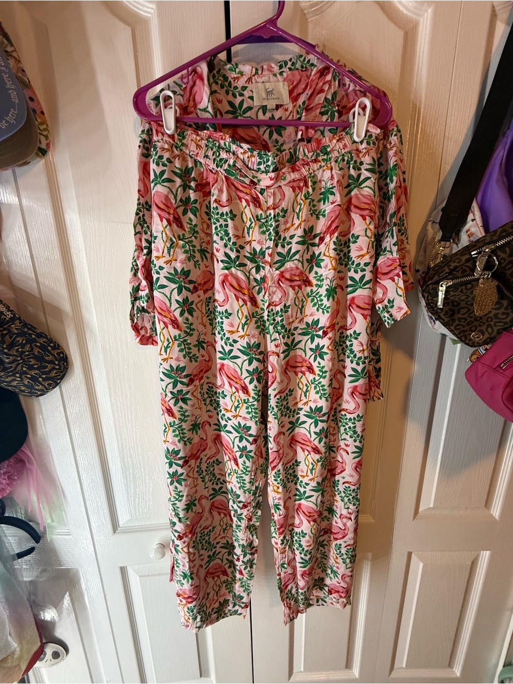 Printfresh Flock of Flamingos Satin Pant Set - Medium Tall - Picture 2 of 4